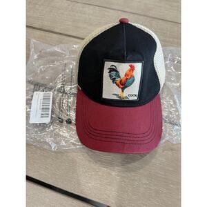 Rooster Trucker Hat Animal Patch Mesh Snapback Farm Graphic Cap Black Burgundy